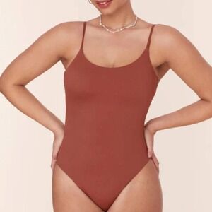 Andie Swim The Jetties One-Piece Sequoia Brown Scoop Neck Swimsuit Small SAMPLE